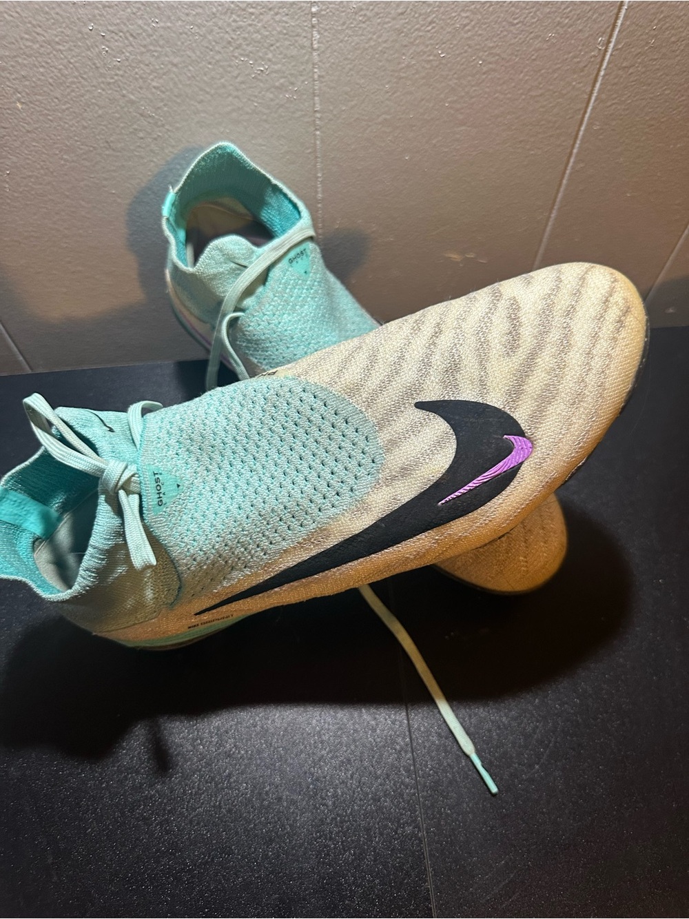 Nike Laceless Soccer Cleat in Mint, Tan, Black and Pink - Picture 3 of 3